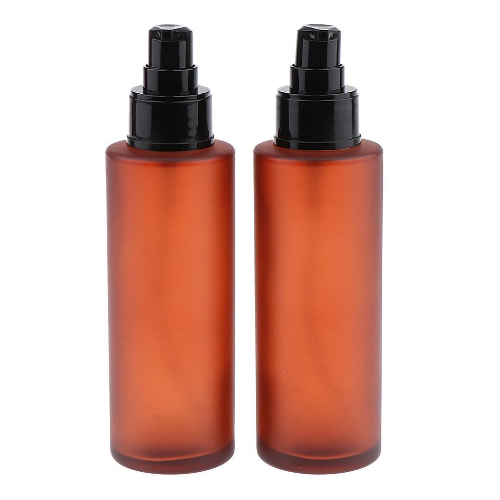 3 Pairs Empty Lotion Pump Spray Bottle Shading Cosmetic Amber Glass Bottles