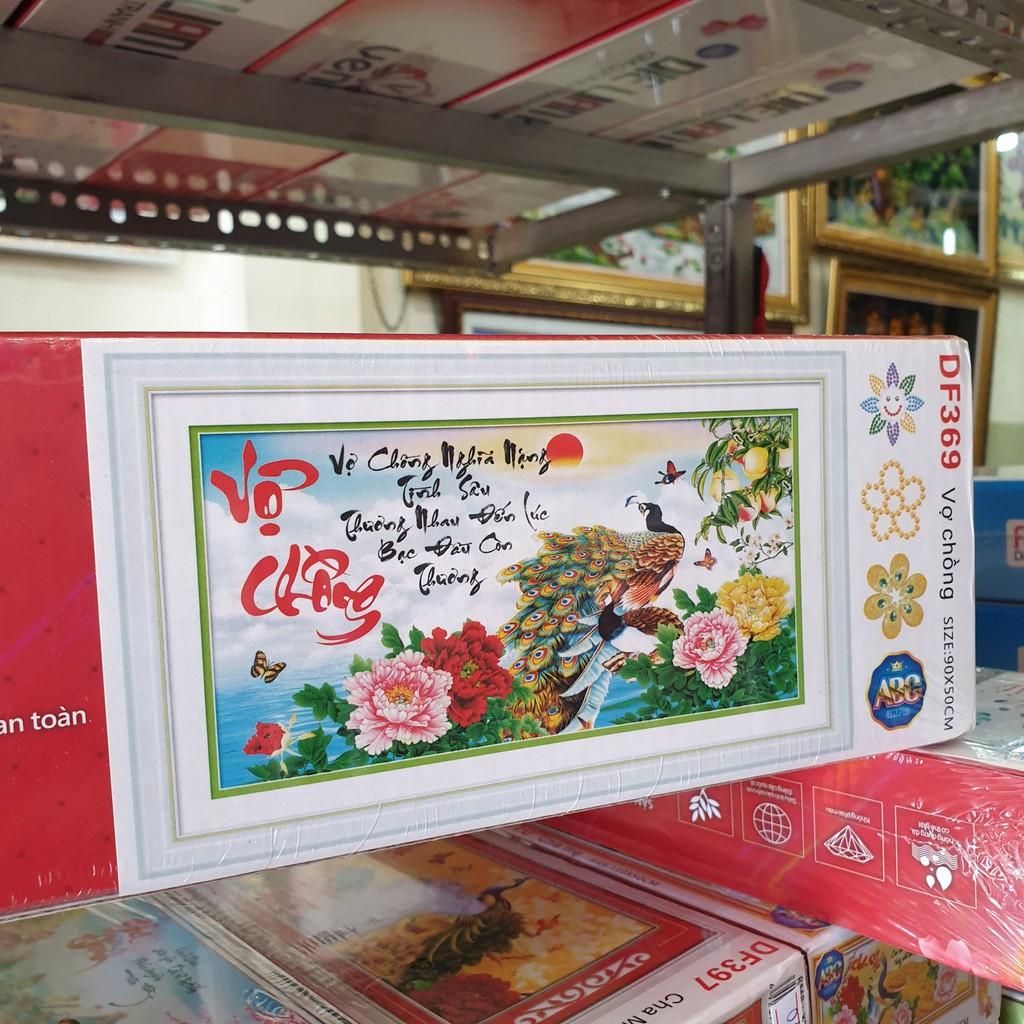 Tranh Đính Đá VỢ CHỒNG CÔNG . Kích Thước: 90cm x 50cm