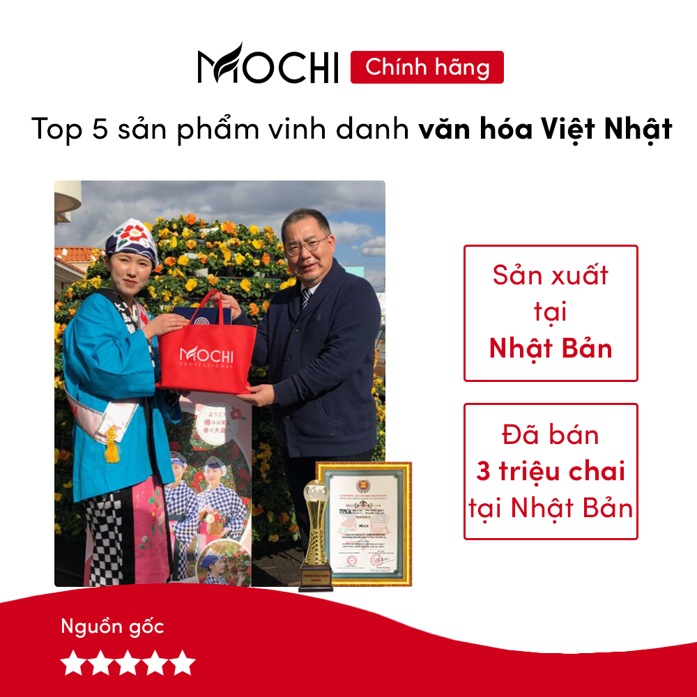 Dầu gội bồ kết hoa trà Mochi Nhật Bản 500ml. Phục hồi hư tổn, dưỡng mượt, cấp ẩm trong 3 phút