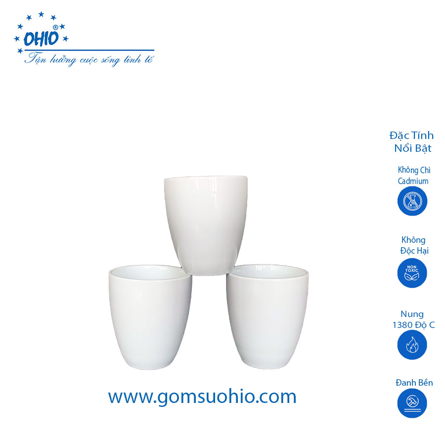 Ca Trụ Không Quai 270ml Sứ Trắng OHIO