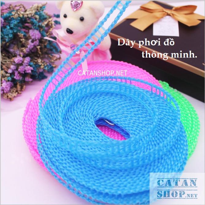 Dây phơi đồ thông minh dài 5m có lỗ chống trượt, tiết kiệm không gian GD412-DayPhoiDo ( ngẫu nhiên)