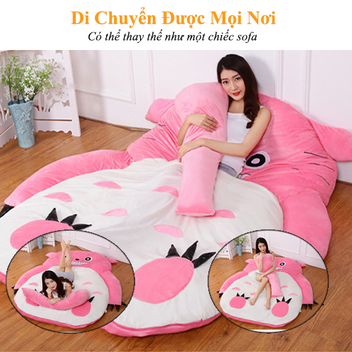 Giường Lười Totoro Gấp Gọn Thông Minh ROYALDECORHN - Đệm Lười Totoro Cao Cấp Cực Êm, Mềm Mịn - Nội Thất Phòng Ngủ