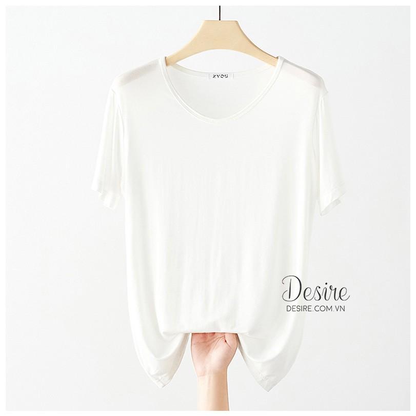 Áo thun trơn cộc tay basic thun cotton cổ tim mịn mát mùa hè AN-02