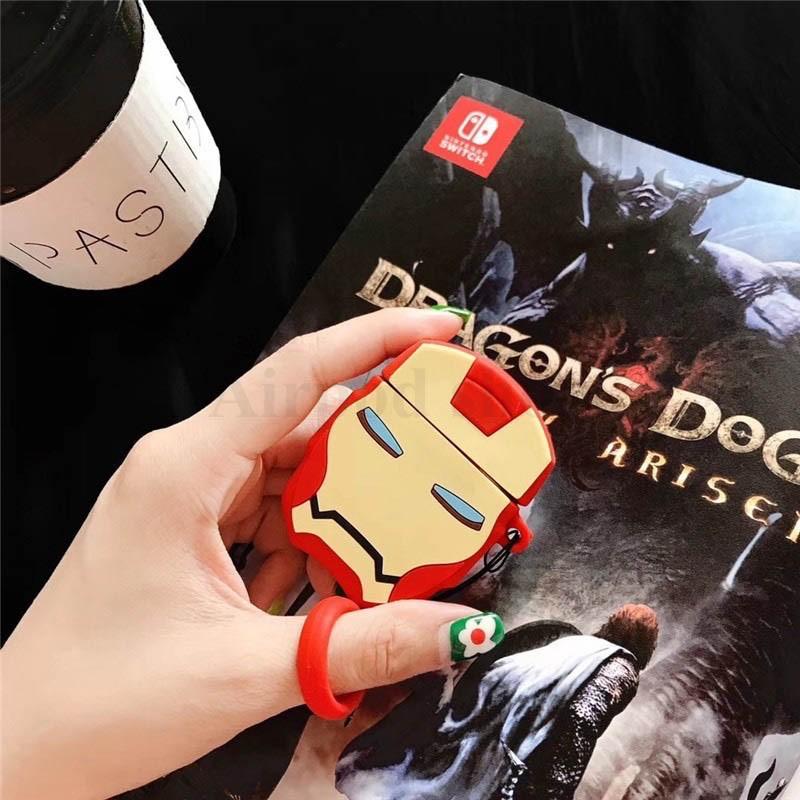 Bao Case Ốp dành cho airpod 1 và 2, tai nghe bluetooth i11,i12, i9s... Iron Man silicon cao cấp