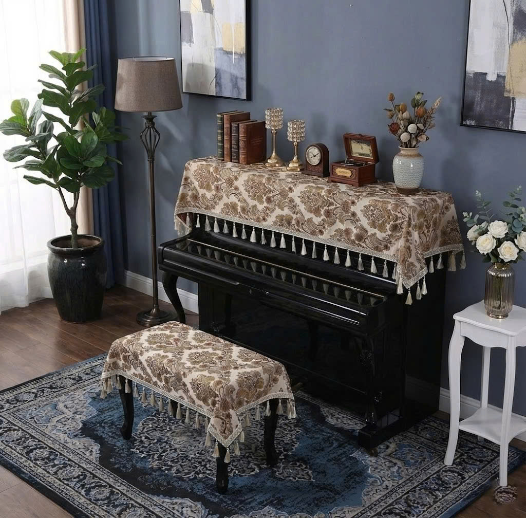 Khăn phủ đàn piano cơ đàn piano điện tử 88 phím phong cách Châu Âu cổ điển sang trọng chống bụi chống xước - HÀNG CHÍNH HÃNG