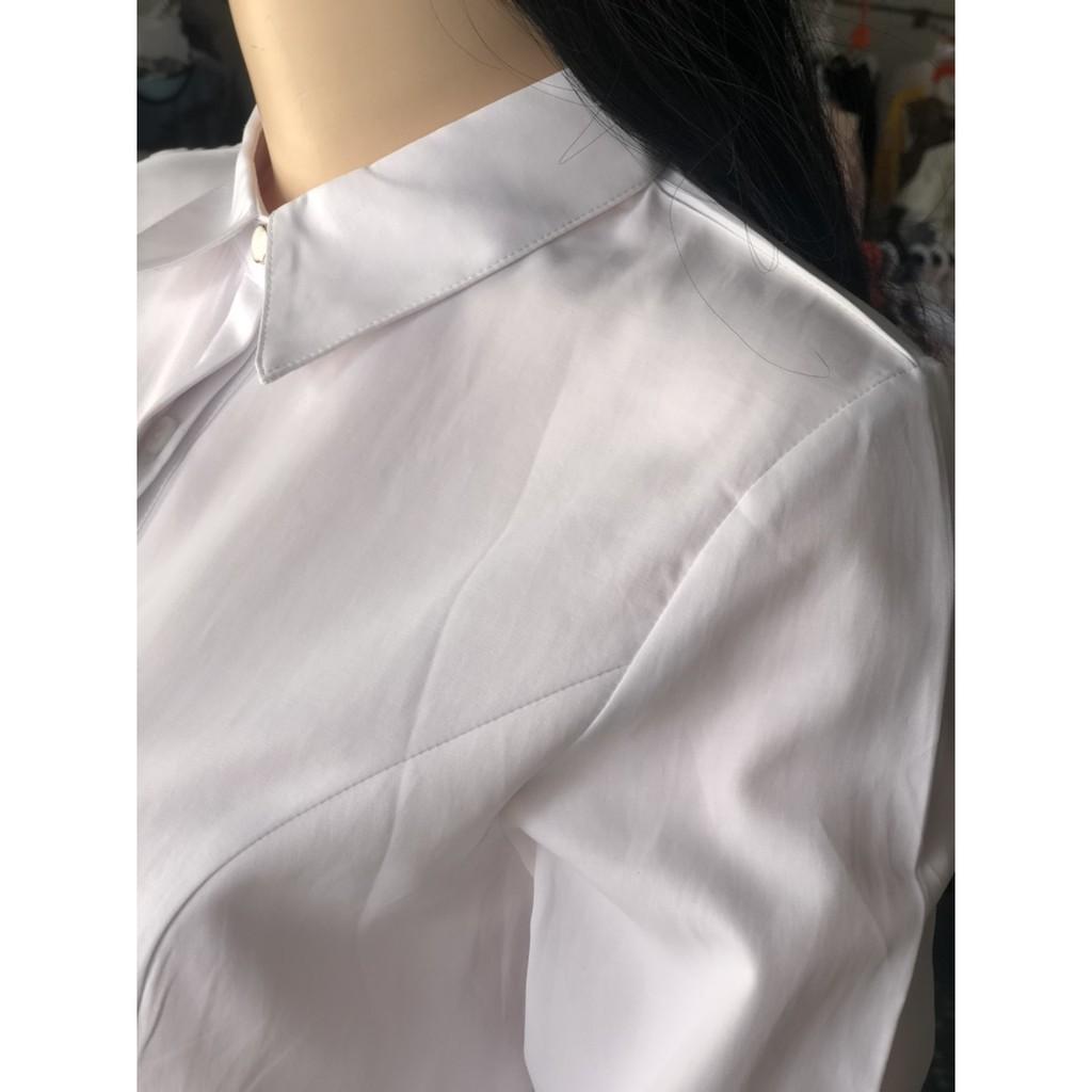 Áo sơ mi nữ dài tay giấu cúc basic