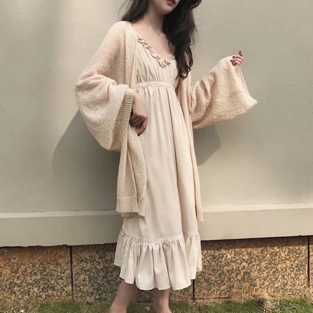 Áo khoác cardigan mỏng dáng form dài len mềm mại, Lên đồ Thời trang