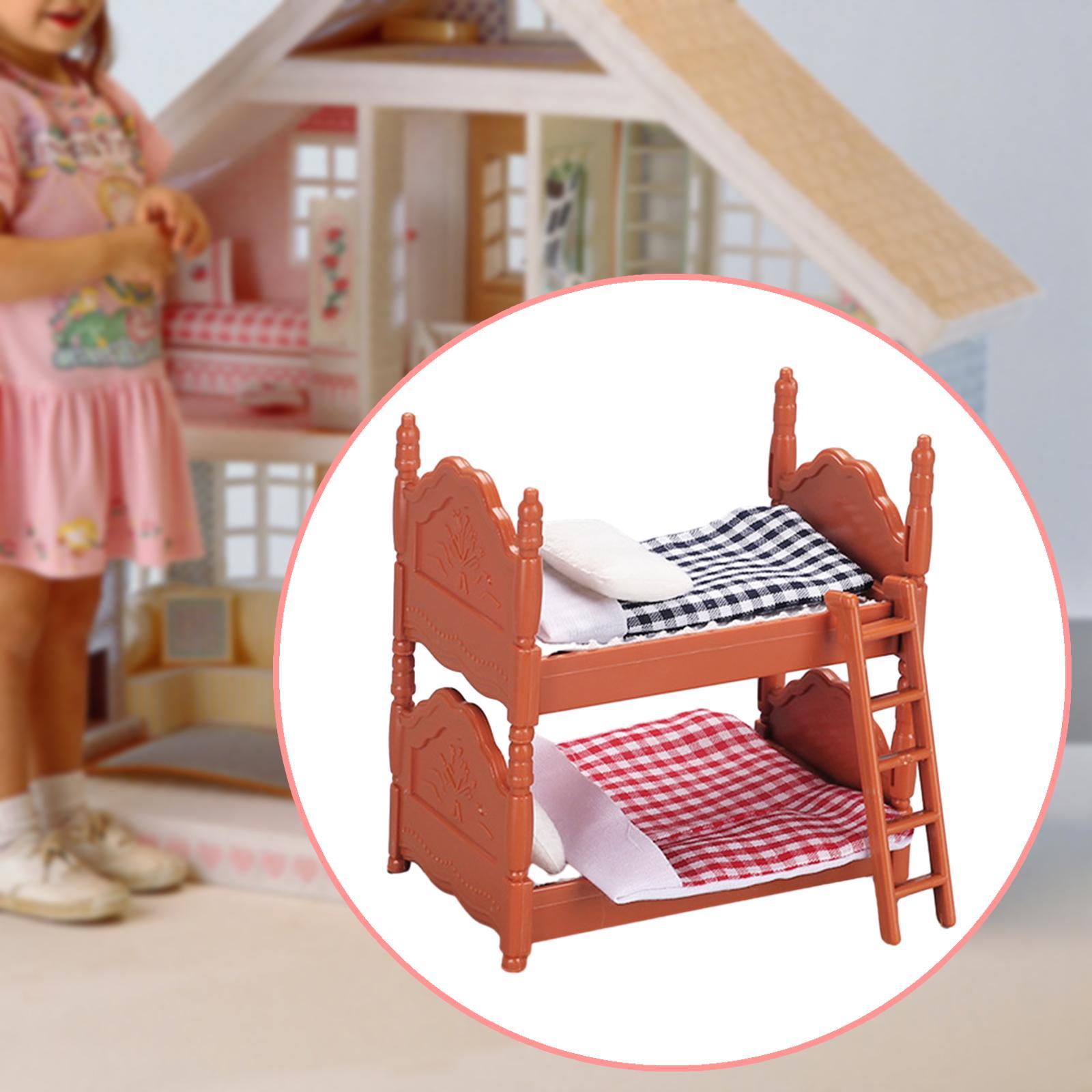 1:12 DIY Scene Miniature Bed Bunk Bed 1:12 Dollhouse Bed for Children Room