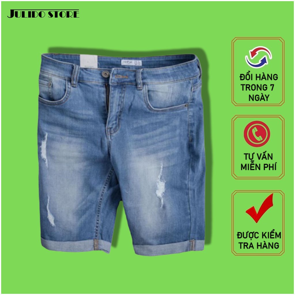 Quần short jeans nam , quần sort nam eo co dãn trơn rách lịch lãm săn lai thiết kế phong cách thời thượng lôi cuốn dạo phố Julido mẫu JS09761128 thời trang hàn quốc trung niên