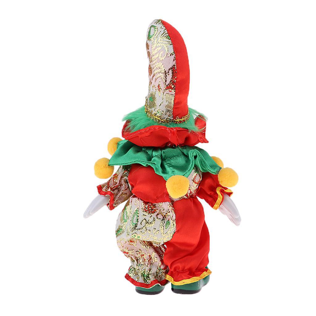 2x  Funny Clown Porcelain Doll in Colorful Costume Handicraft Gift