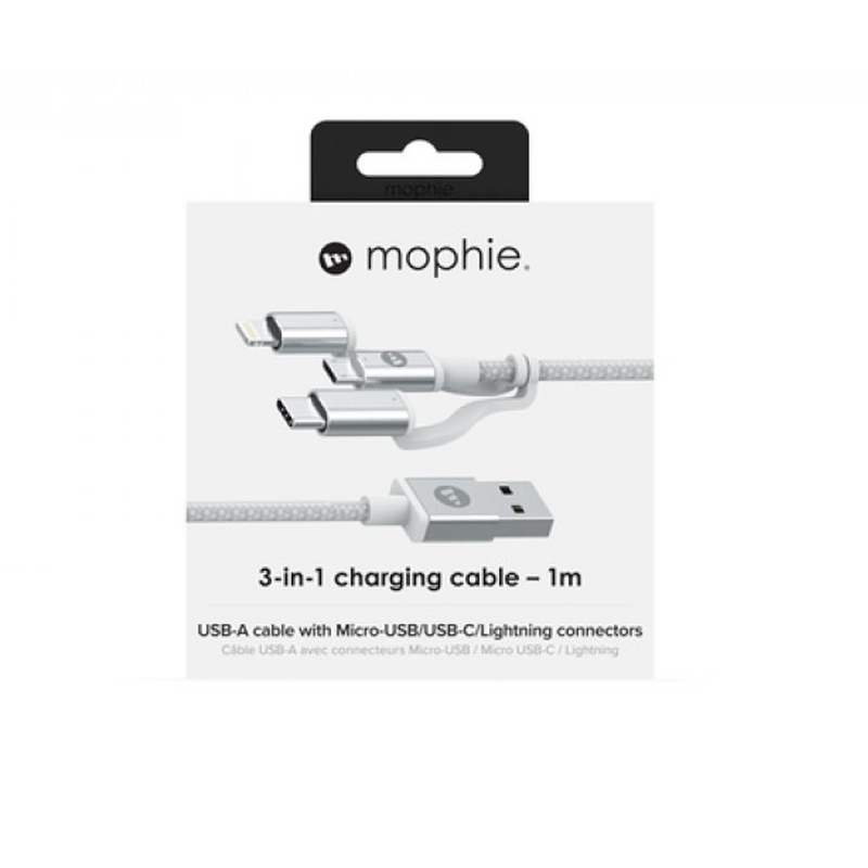 Cáp MOPHIE 3 đầu chuyển | USB-A to Micro USB, USB-C, Lightning Cable - Hàng chính hãng