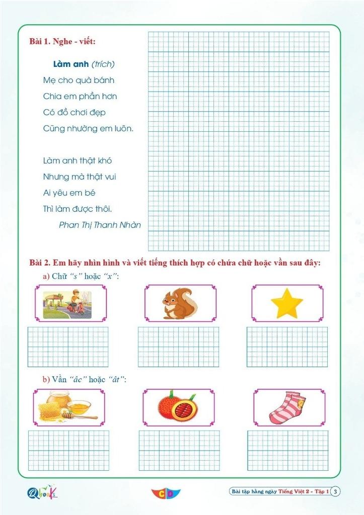 Bài Tập Hằng Ngày Tiếng Việt Lớp 2 - Tập 1 (Cánh Diều)