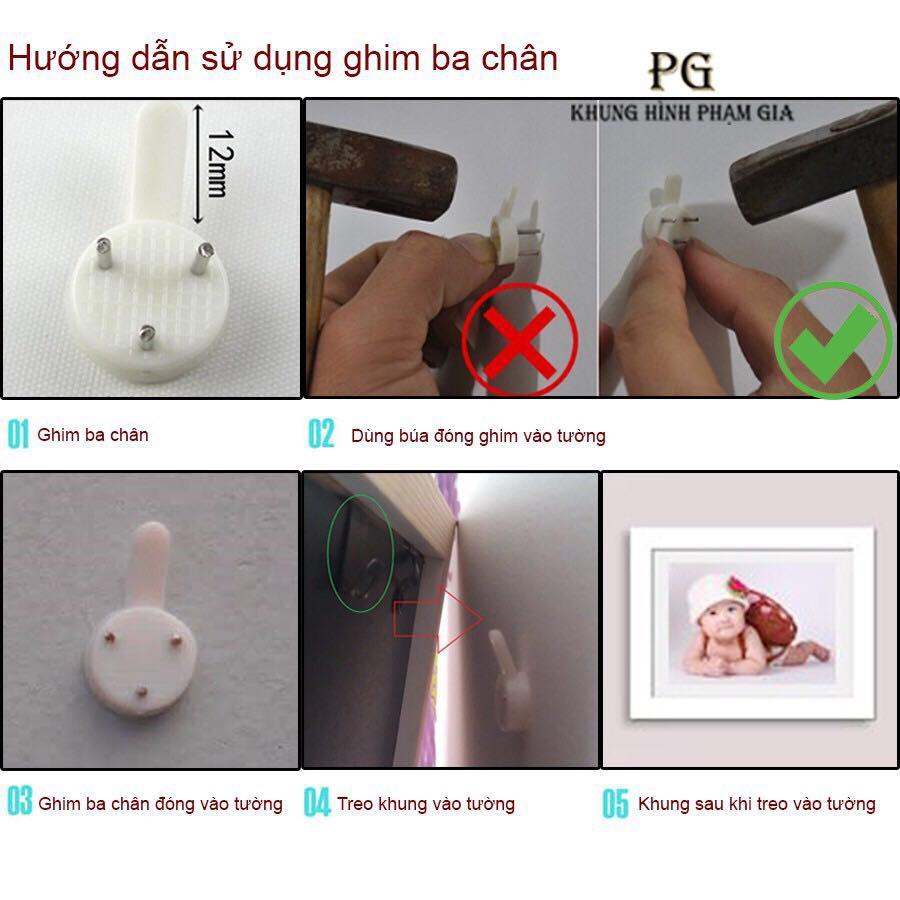 Combo 8 khung hình treo tưởng loại lớn thông dụng KH08 + Tặng đinh 3 chân không cần khoan tường.