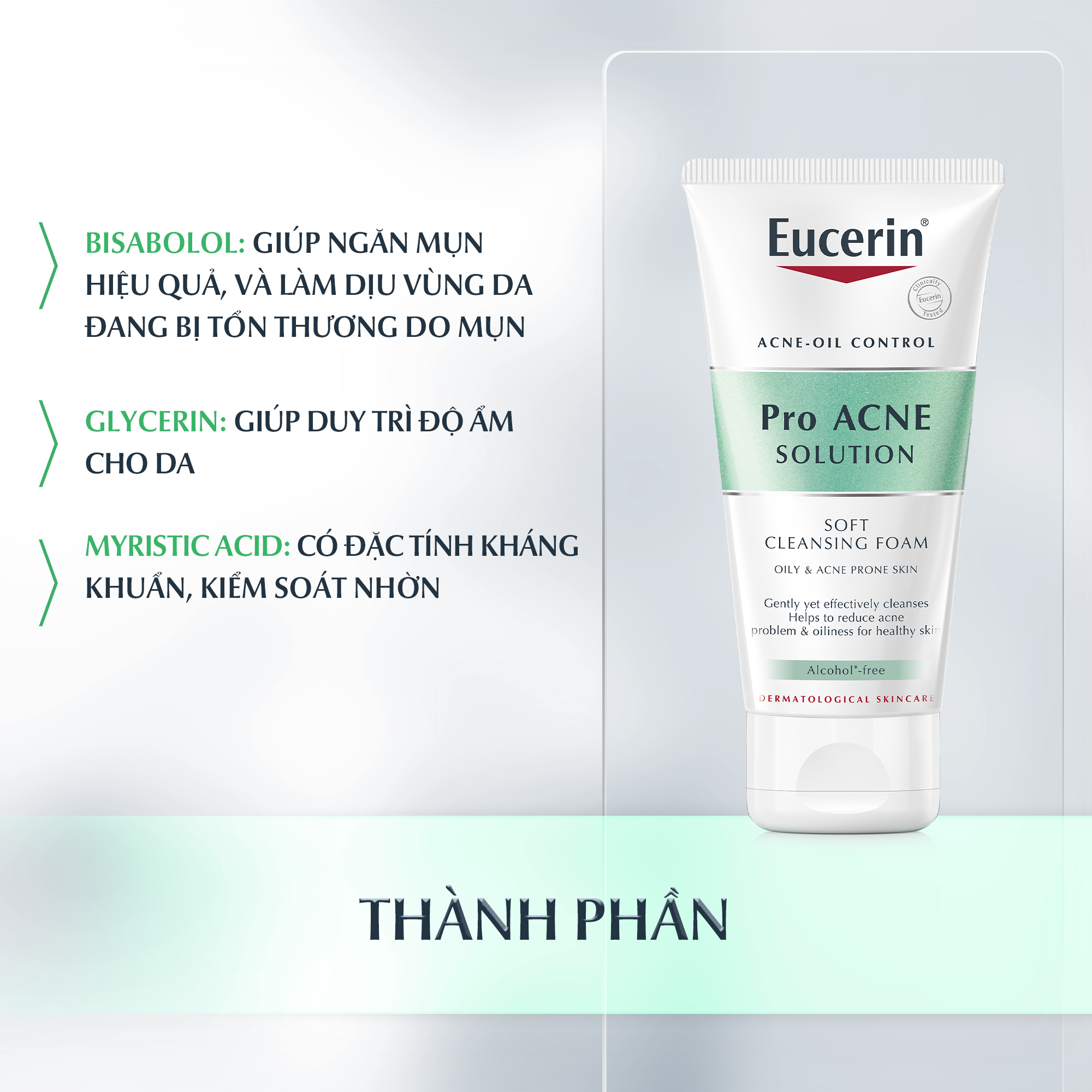 Sữa rửa mặt cứu tinh làn da mụn Eucerin Pro Acne Cleansing Foam 50g