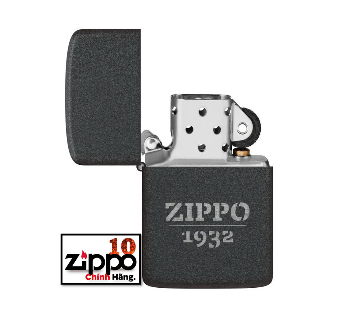 Zippo 46567-Zippo 1932 Black Crackle Design - Chính hãng 100%