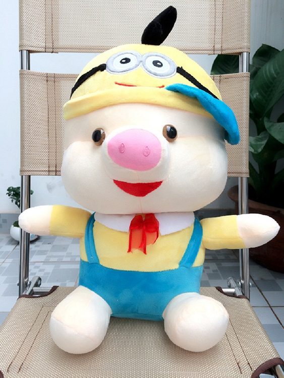 Gấu Bông Lợn Nón Minion Ichigo Shop (40cm) - Xanh