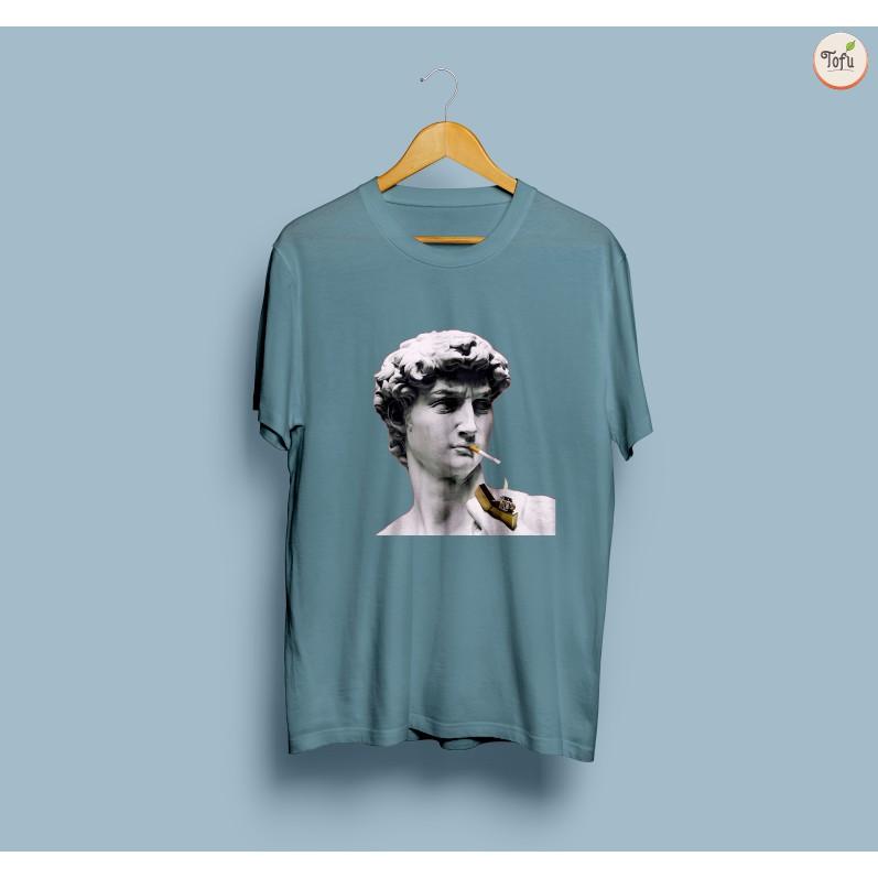 Áo thun tượng David Michelangelo hút sì gà - chất cotton 100%-tofu