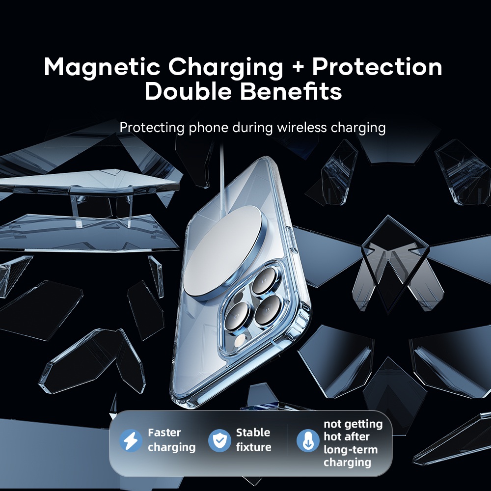Ốp lưng chống sốc trong suốt hỗ trợ sạc Maqsafe cho iPhone 13 Pro Max (6.7 inch) hiệu Rock Protection Maqsafe Magetic Case (siêu mỏng 1.5mm, độ trong tuyệt đối, chống trầy xước, chống ố vàng, tản nhiệt tốt) - hàng nhập khẩu