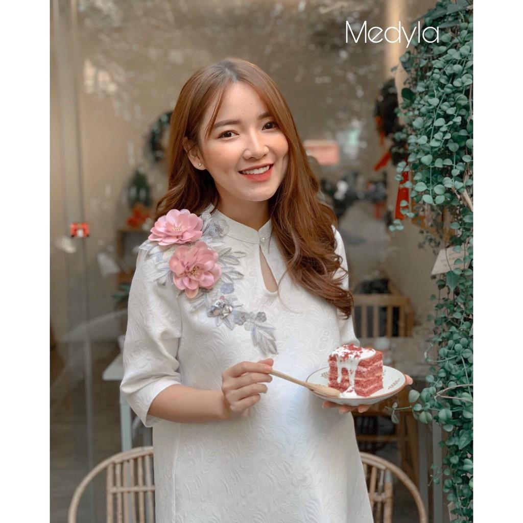 Váy bầu thiết kế dáng cách tân dự tiệc chất ren mềm(48-70kg) - Mẹ bầu thêm xinh