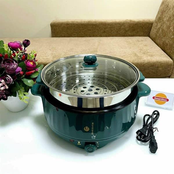 Nồi lẩu điện mini đa năng 28cm, chống dính vân đá công suất 1000W tiện dụng 3 nấc – Logo ngẫu nhiên - Hàng nhập khẩu