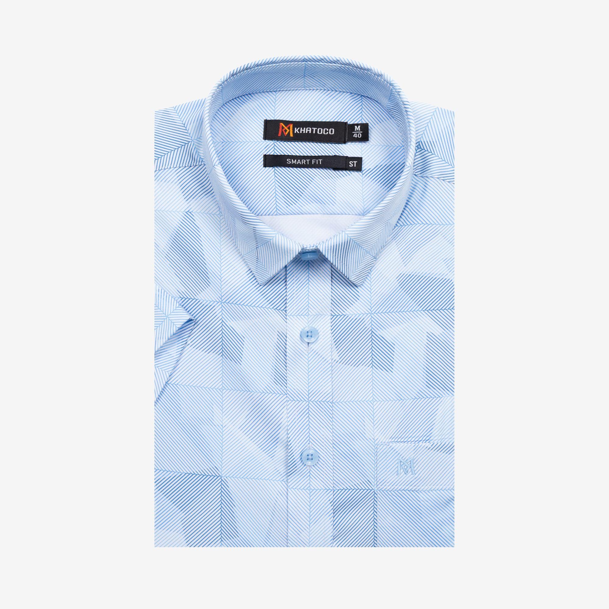 Áo sơ mi nam KHATOCO Smart Fit ngắn tay A1MN538S2-CNIN871-2711-N