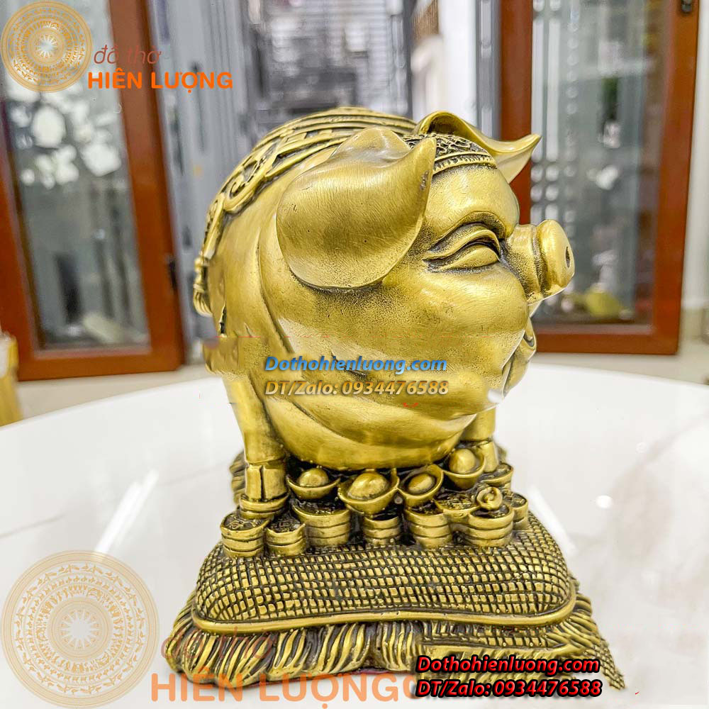 Tượng Heo Đồng Bỏ Ống Tiết Kiệm Kích Thước 10x14x18cm, Nặng 2,4Kg - Đồ Thờ Hiên Lượng