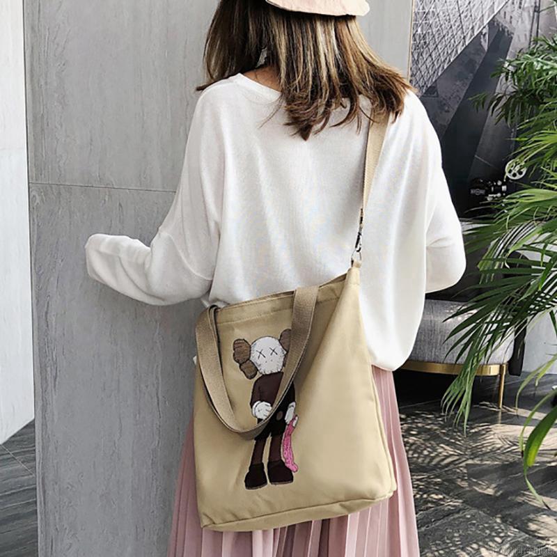 Túi xách canvas nữ cỡ lớn in họa tiết hoạt hình