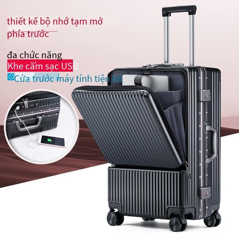 Giao hàng nhanh mở phía trước lên máy bay vali đa chức năng 20 inch hộp mật khẩu nam khung nhôm xe đẩy hành lý trường hợp