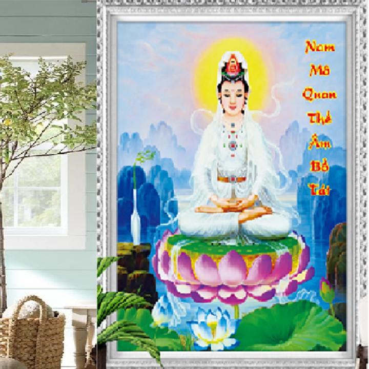 Tranh đá Quan Thế Âm Bồ Tát LG1130 - kích thước: 60 * 75cm.