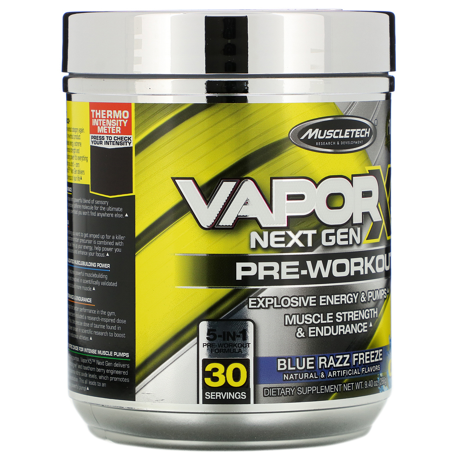 Thực phẩm bổ sung Pre-Workout Vapor X5 của MuscleTech -  Hỗ trợ tăng sức mạnh, sức bền, tăng sự tập trung tỉnh táo cho người tập luyện thể hình và thể thao – có 2 mùi để chọn lựa -Thương hiệu MuslceTech USA - 30 lần dùng