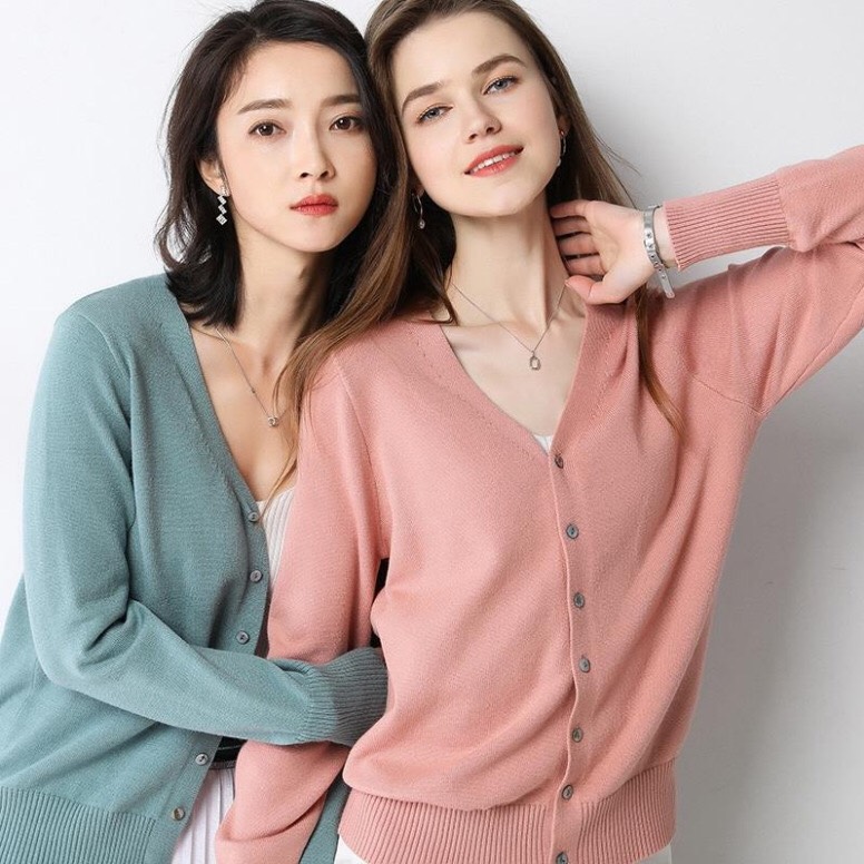 Áo Khoác Len Cardigan Nữ Kiểu Dáng Basic, Chất Len Mềm Mịn Siêu Đẹp - Tặng 1 cột tóc quả bơ