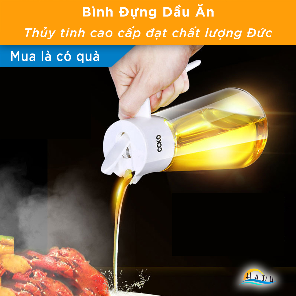 Bình Đựng Dầu Ăn Thủy Tinh Cao Cấp Có Vòi Thông Minh 550ml Đạt Chất Lượng Đức CCKO