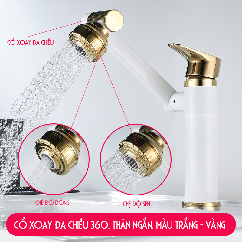 VÒI CHẬU RỬA MẶT LAVABO XOAY ĐA CHIỀU 360 ĐỘ SIÊU TIỆN DỤNG – XUẤT XỨ: Ý