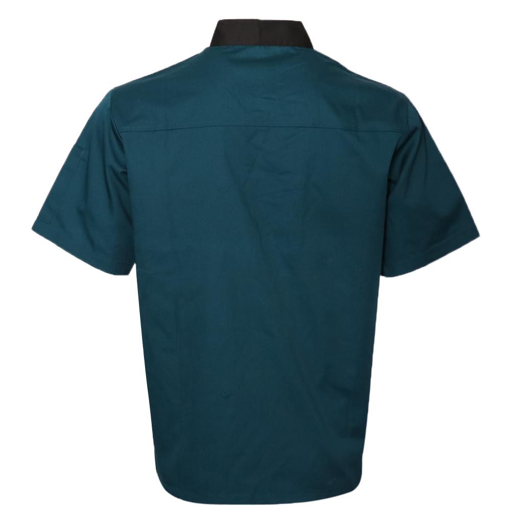 Mens Stylish Chef Uniform Short Sleeve Cook Jacket Classic Chef Coat for Food Staff