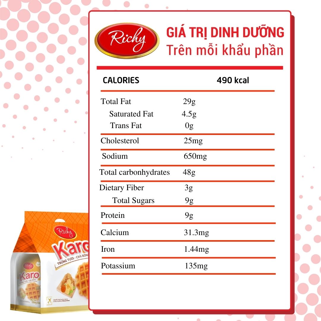 Combo 8 Bịch Bánh Karo Phomai Hoàng Kim Richy Chà Bông Sợi Gà