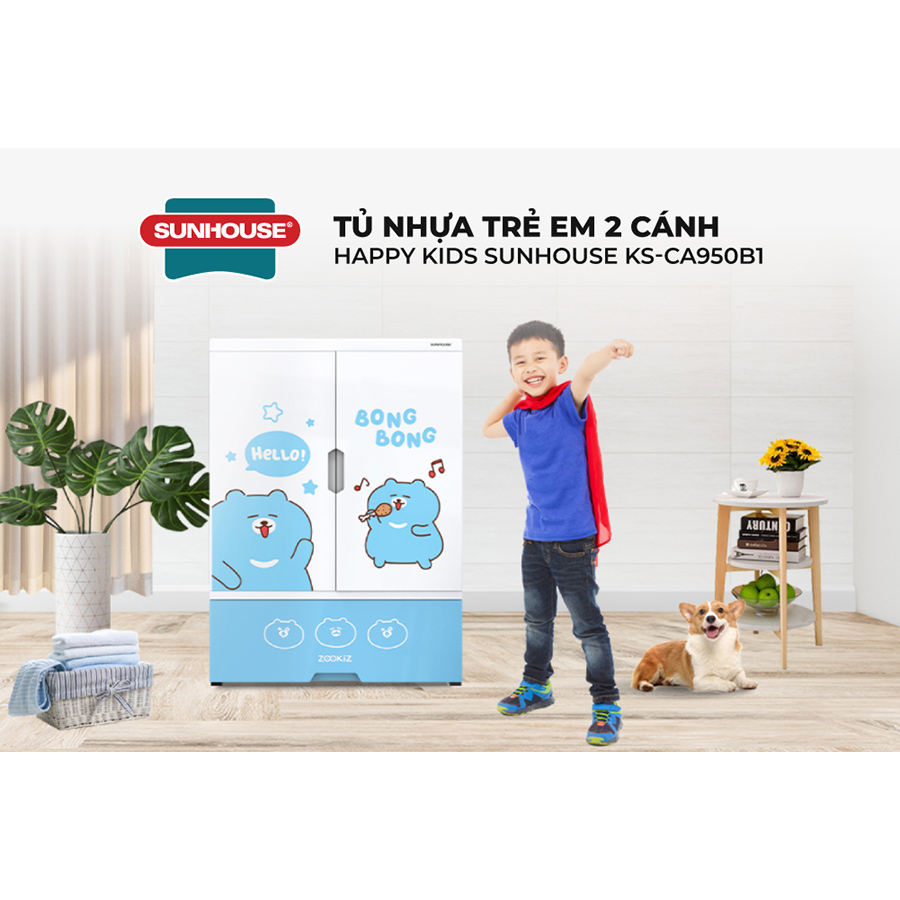 Tủ nhựa trẻ em 2 cánh Happy Kids Sunhouse KS-CA950