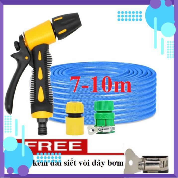 Vòi Xịt Nước️ Bộ dây vòi xịt nước rửa xe, tưới cây , tăng áp 3 lần, loại 7m, 10m 206319 cút sập, + đai