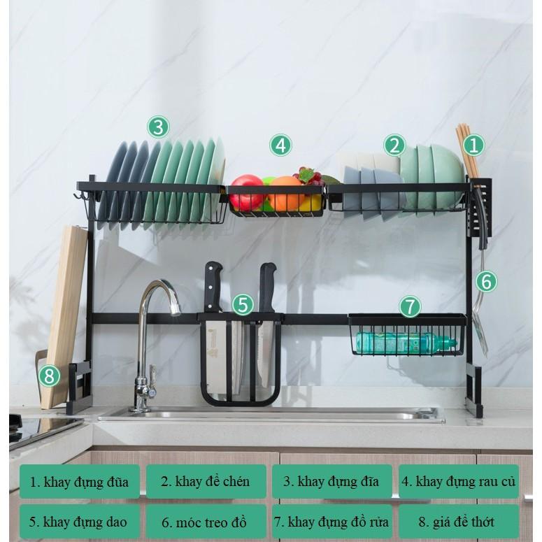 Bộ Kệ Đựng Chén Bát Đa Năng 8 Món Phụ Kiện Tiết Kiệm Không Gian