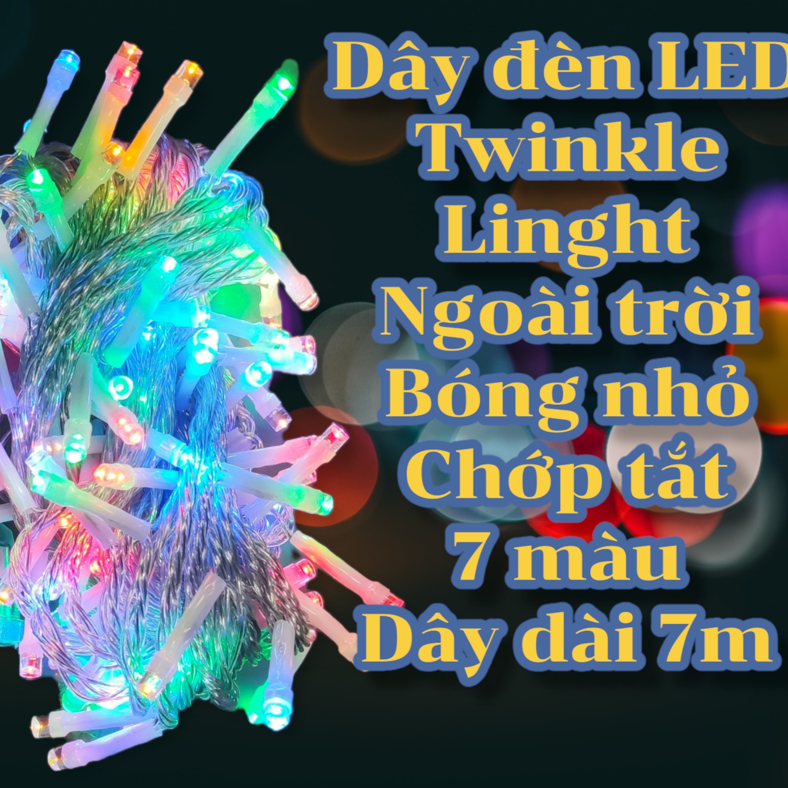 Dây đèn LED ngoài trời Twinkle Light - Dây dài 7M - Bóng nhỏ