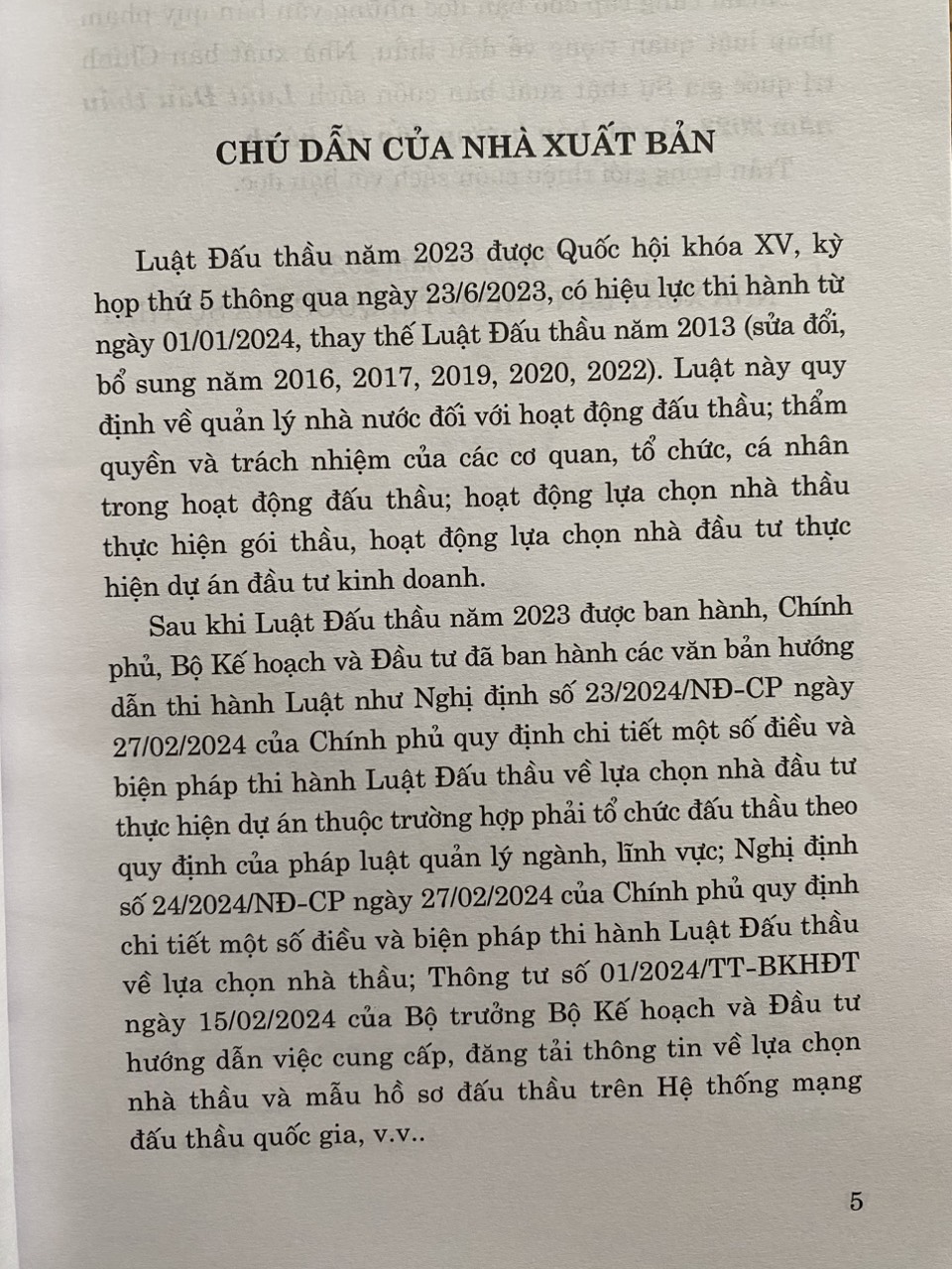 Luật Đấu thầu năm 2023 và văn bản hướng dẫn thi hành