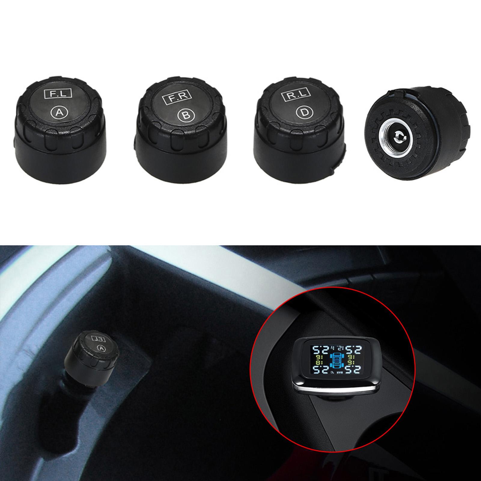 TPMS Smart Car Wireless Tire Pressure Monitoring System Cigarette Lighter Digital LCD Display with 4 Internal Sensors