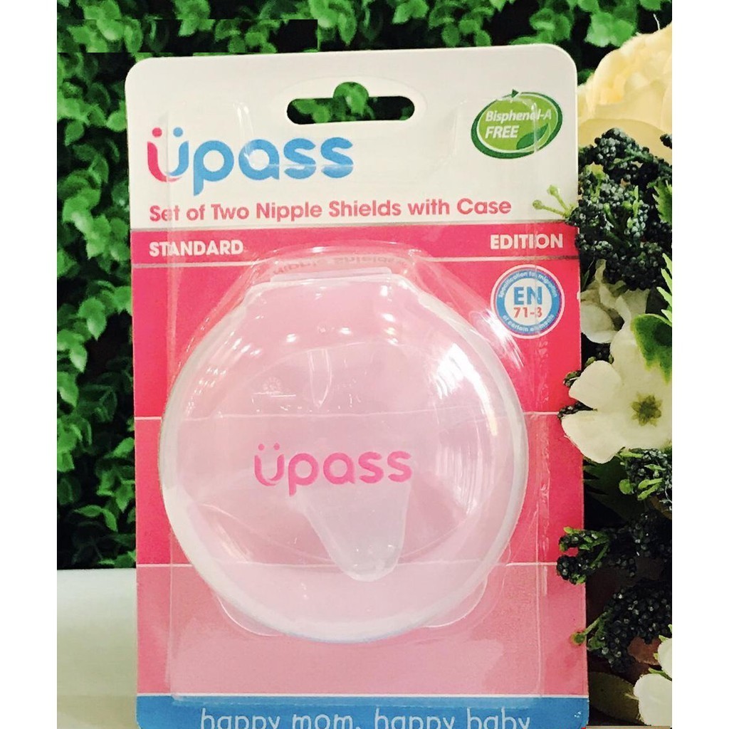 (Made in Thailand) Hộp 2 cái trợ ty silicon mềm hỗ trợ bé bú Upass UP1001N (sử dụng cho đầu ty nhọn)