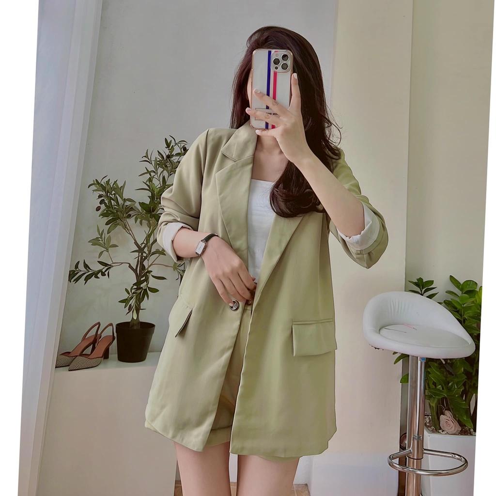 Áo blazer xanh bơ siêu hot