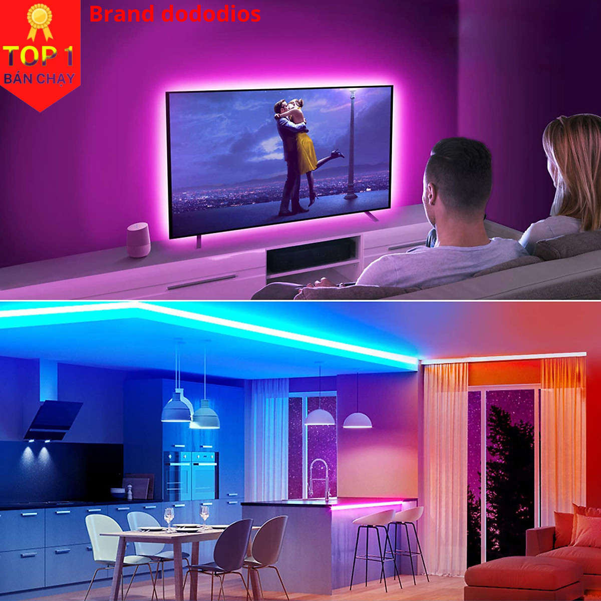 Cuộn Đèn LED Trang Trí Quấn Cây RGB Siêu Sáng, Dài 5m/10m Kèm Remote 44 Phím Quấn Cây Chống Nước, Trang Trí Phòng, Dán Tường, Bàn Máy Tính, Tạo Không Gian Quay Video tiktok