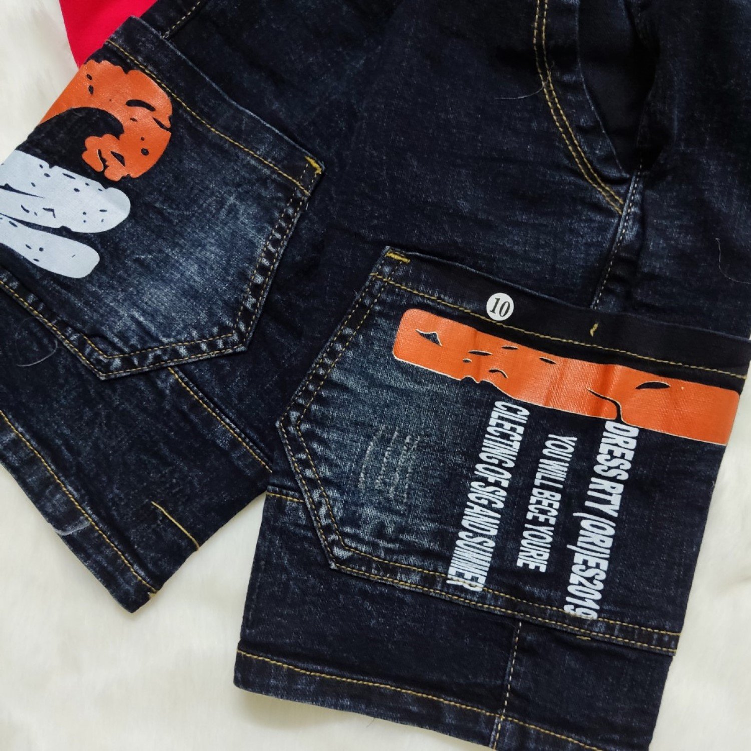K0003421 Set áo thun quần jean 4 túi vải nhập siêu co giãn bé trai 6-12 tuổi