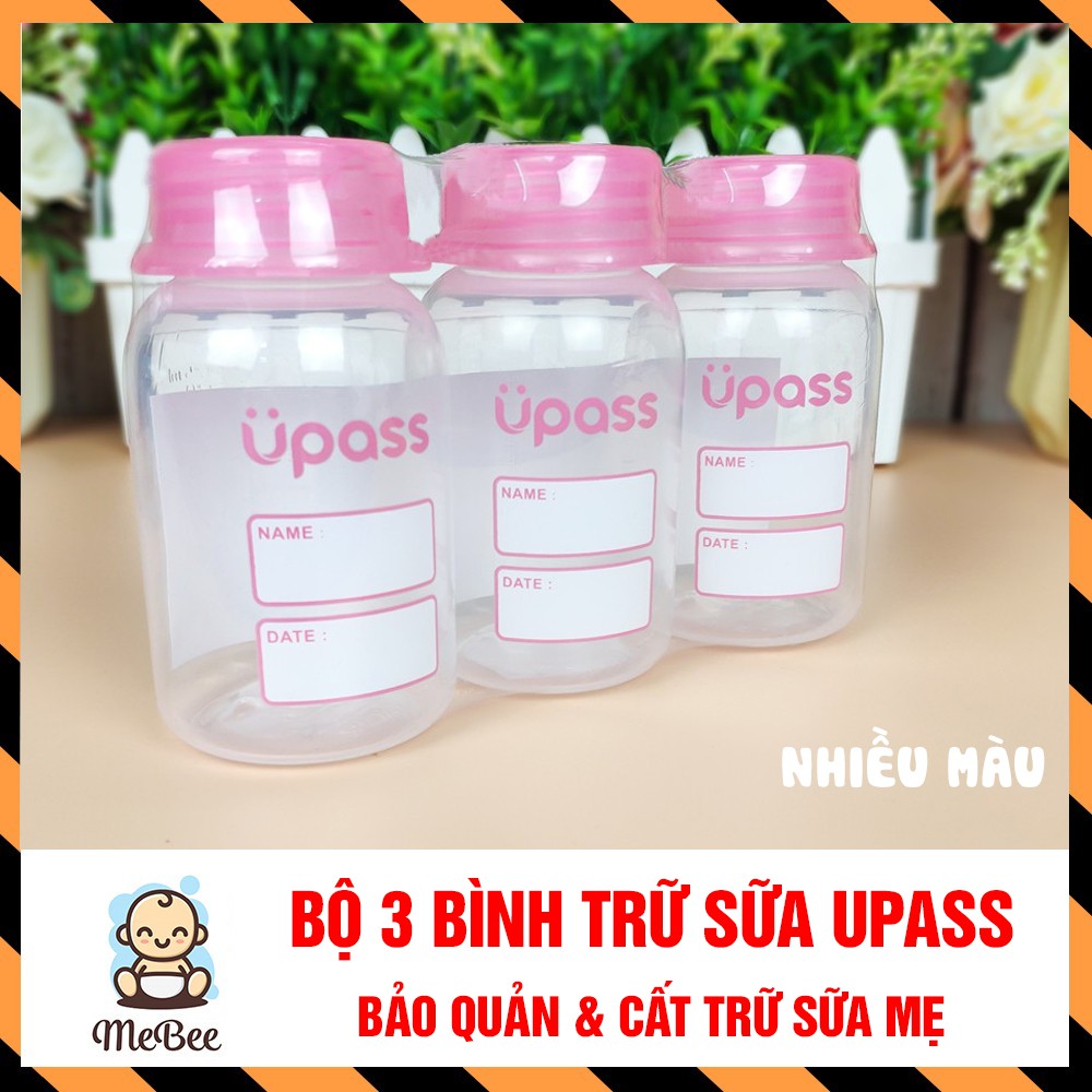 Bộ 3 Bình trữ sữa UPASS (không hộp) 125ml/b UP0101W cất trữ tiện lợi