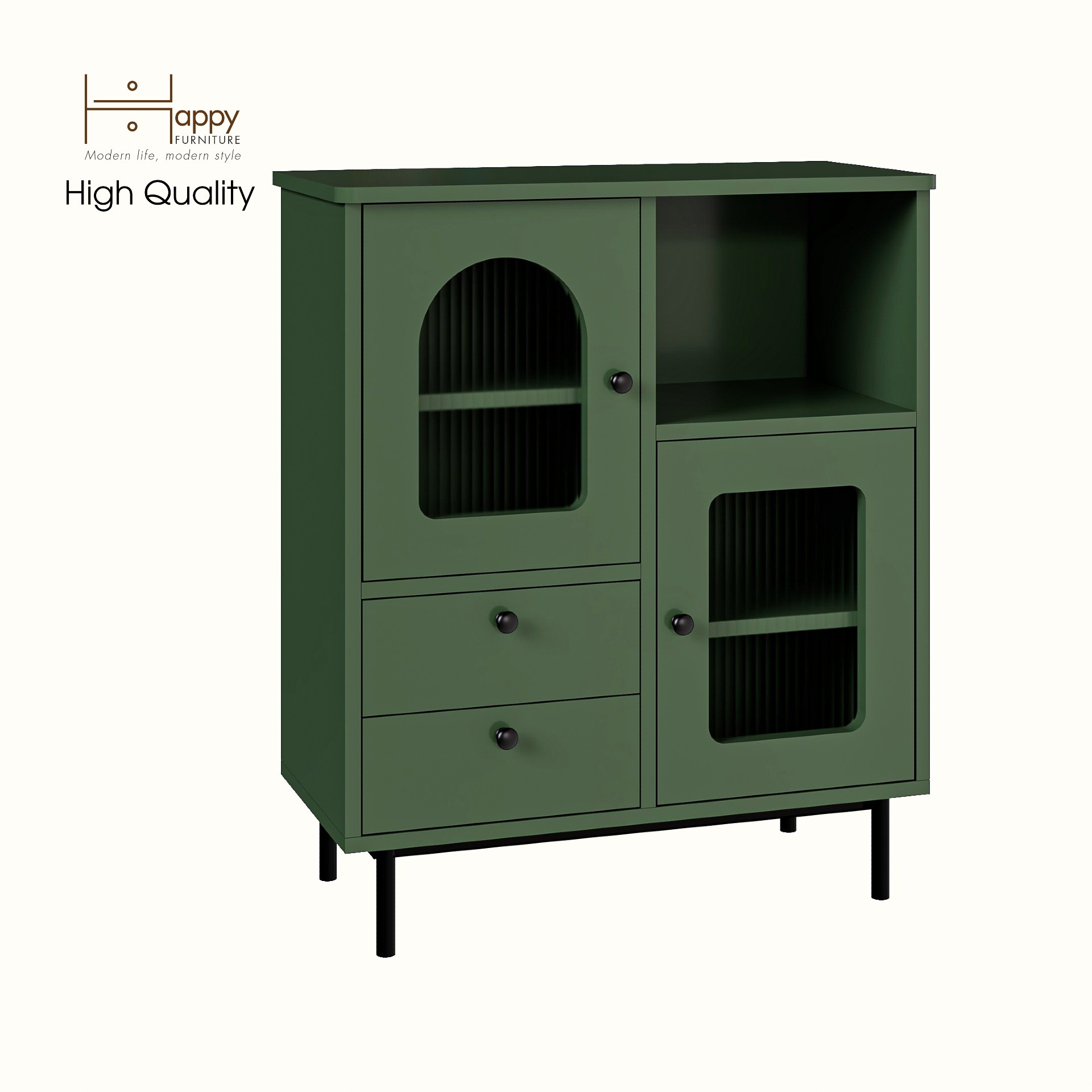 [Happy Home Furniture] SISEEL, Tủ lưu trữ cửa kính 2 cửa mở - Chân sắt, 70cm x 32cm x 82cm ( DxRxC), TLT_010
