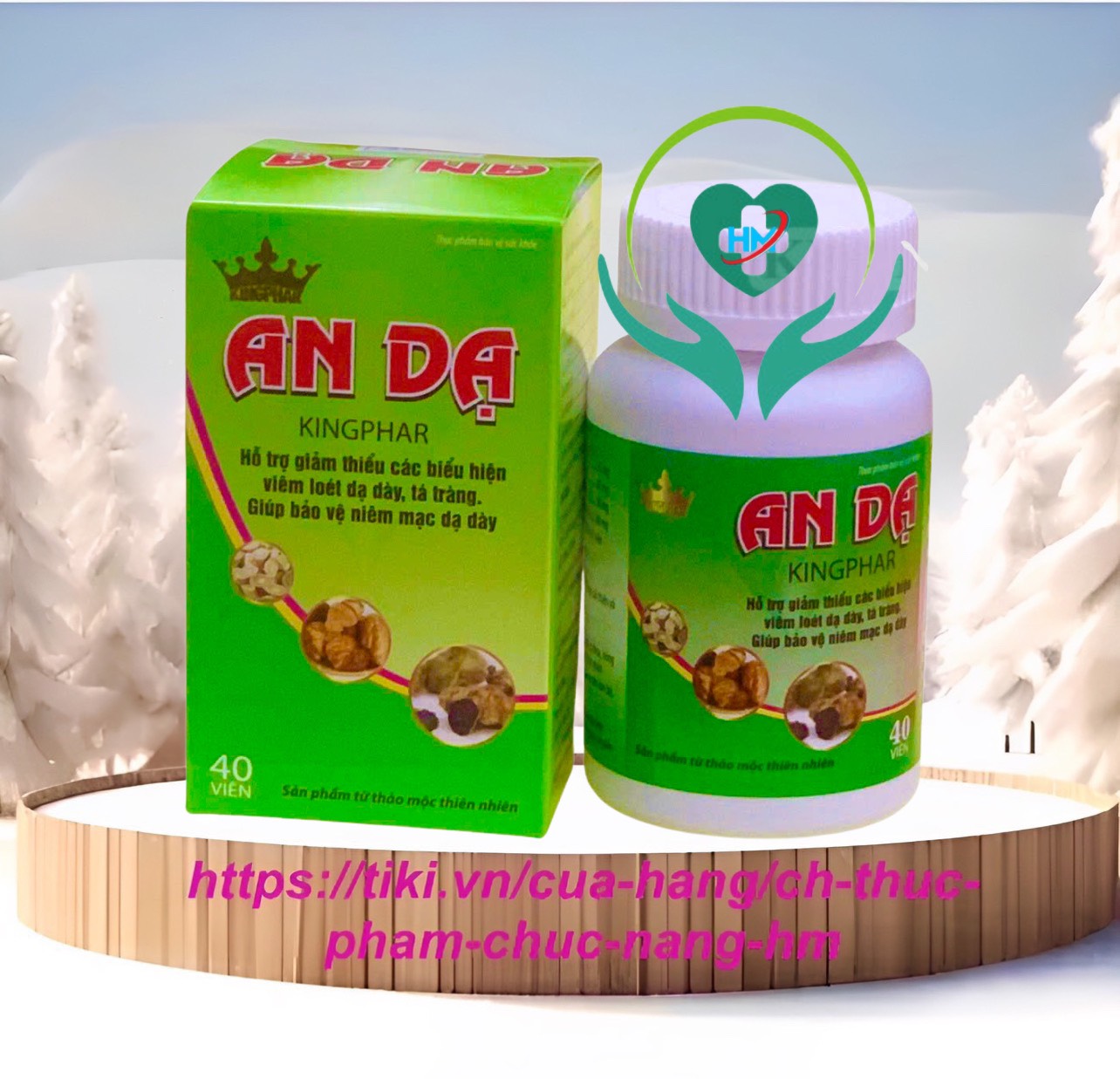 Kingphar ￼AN DẠ -Chai 40v - Giúp giảm viêm loét dạ dày, tá tràng, trào ngược thực quản, dịch vị, ăn uống không tiêu