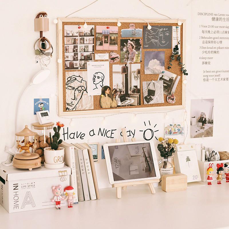 Bảng gỗ treo tường dán tranh ảnh/ghi chú đơn giản tiện dụng