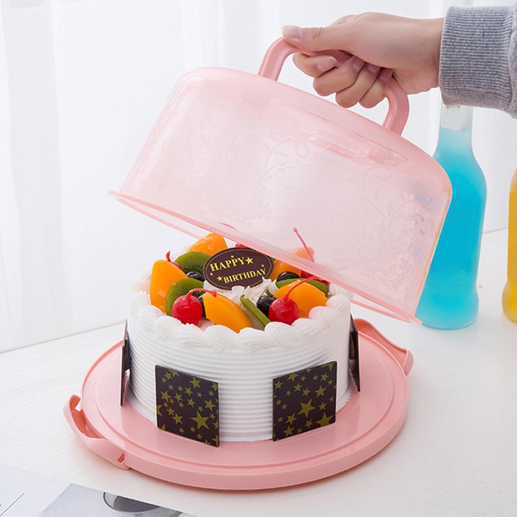 Cake Box Round Cake Storage Carrier Container Lockable Lid